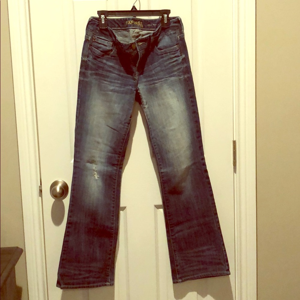 Express Jeans 0 Short Ombre Distressed Bootcut Jeans👖